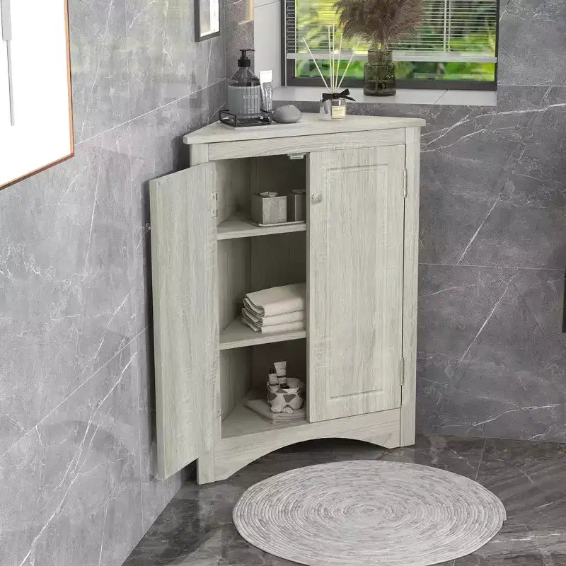 Triangle Bathroom Storage Cabinet Corner Cabinet with Adjustable Shelves