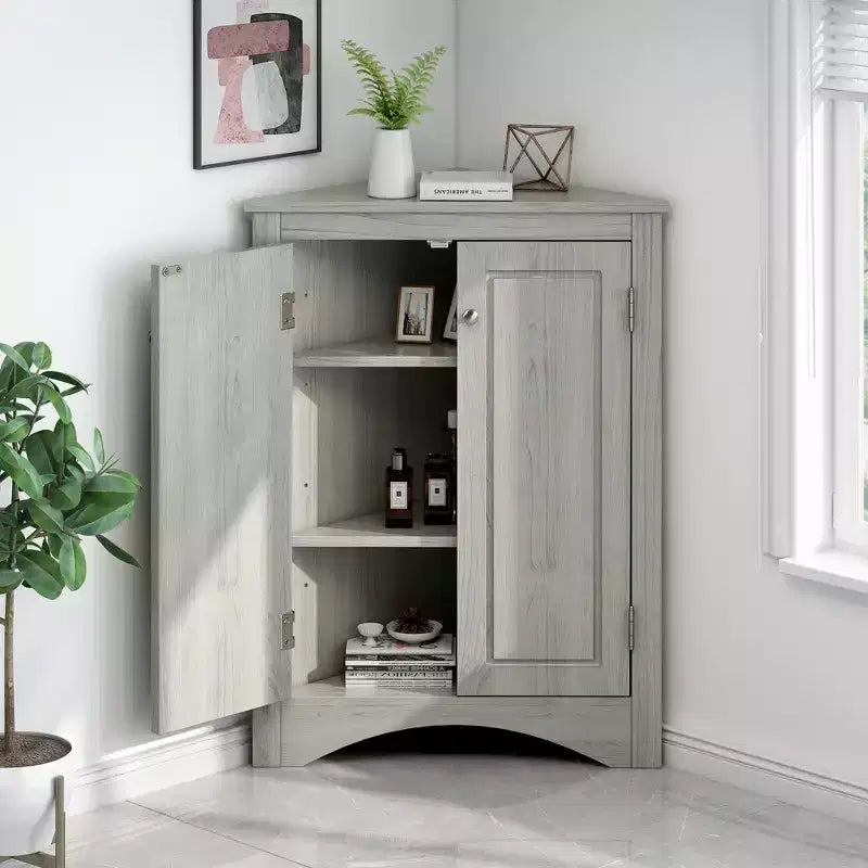 Triangle Bathroom Storage Cabinet Corner Cabinet with Adjustable Shelves