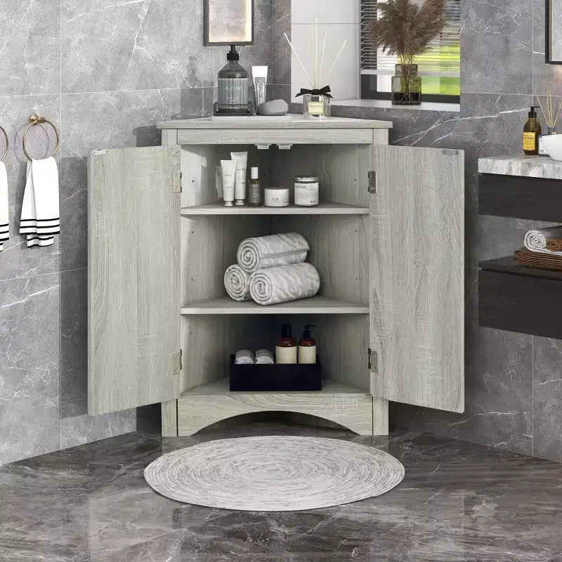 Triangle Bathroom Storage Cabinet Corner Cabinet with Adjustable Shelves