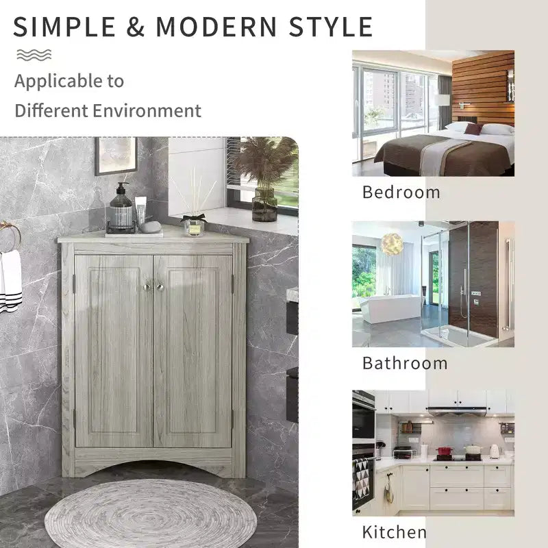 Triangle Bathroom Storage Cabinet Corner Cabinet with Adjustable Shelves