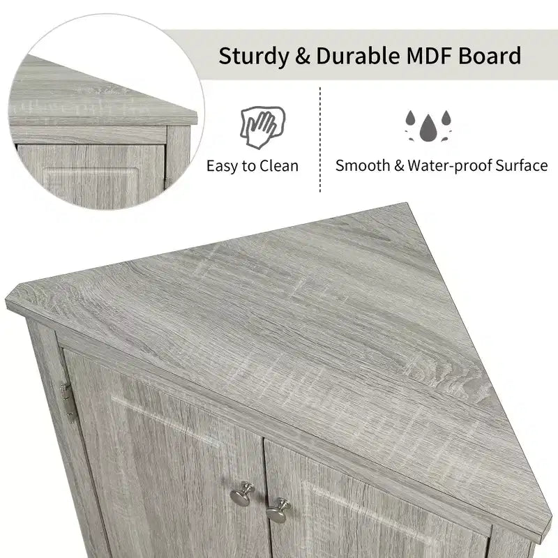 Triangle Bathroom Storage Cabinet Corner Cabinet with Adjustable Shelves