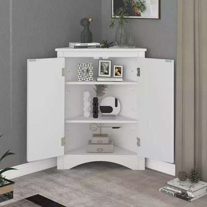 Triangle Bathroom Storage Cabinet Corner Cabinet with Adjustable Shelves