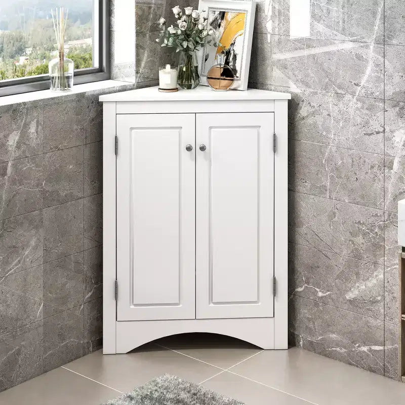 Triangle Bathroom Storage Cabinet Corner Cabinet with Adjustable Shelves