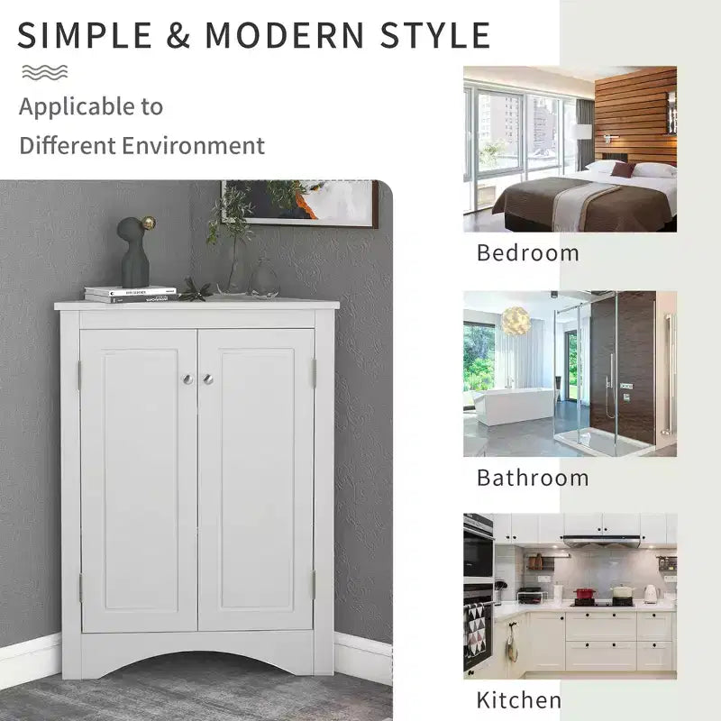Triangle Bathroom Storage Cabinet Corner Cabinet with Adjustable Shelves