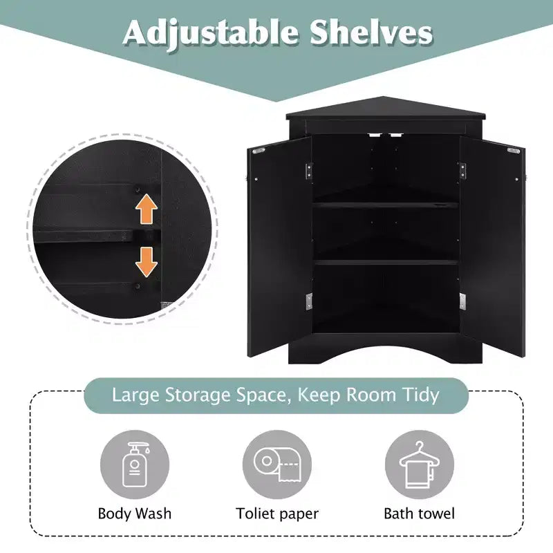 Triangle Bathroom Storage Cabinet Corner Cabinet with Adjustable Shelves