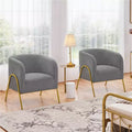 Set di 2 poltrone a botte con gambe in metallo color oro per soggiorno e camera da letto