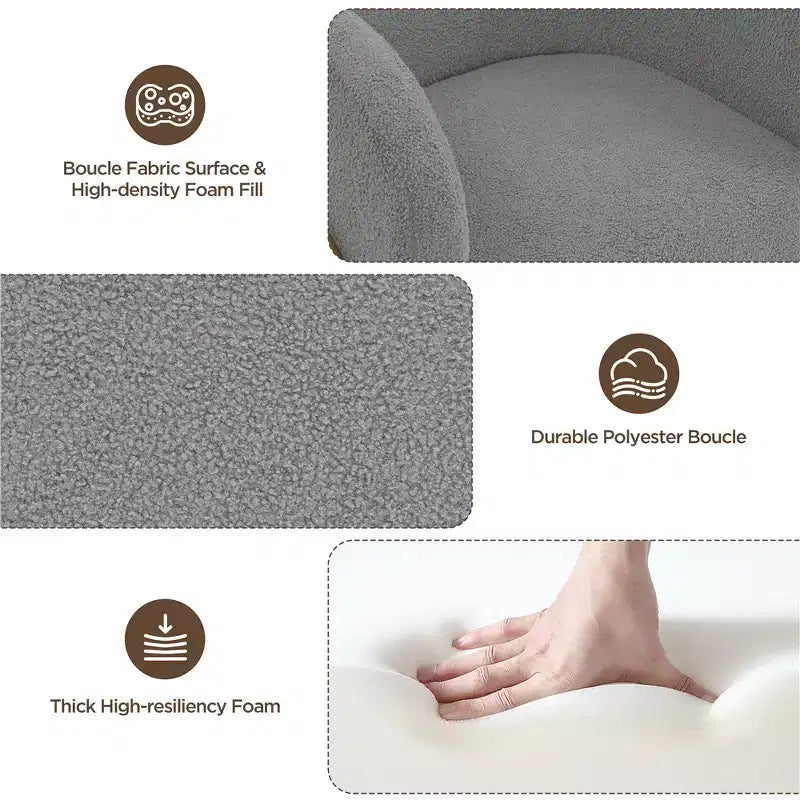 Set di 2 poltrone a botte con gambe in metallo color oro per soggiorno e camera da letto