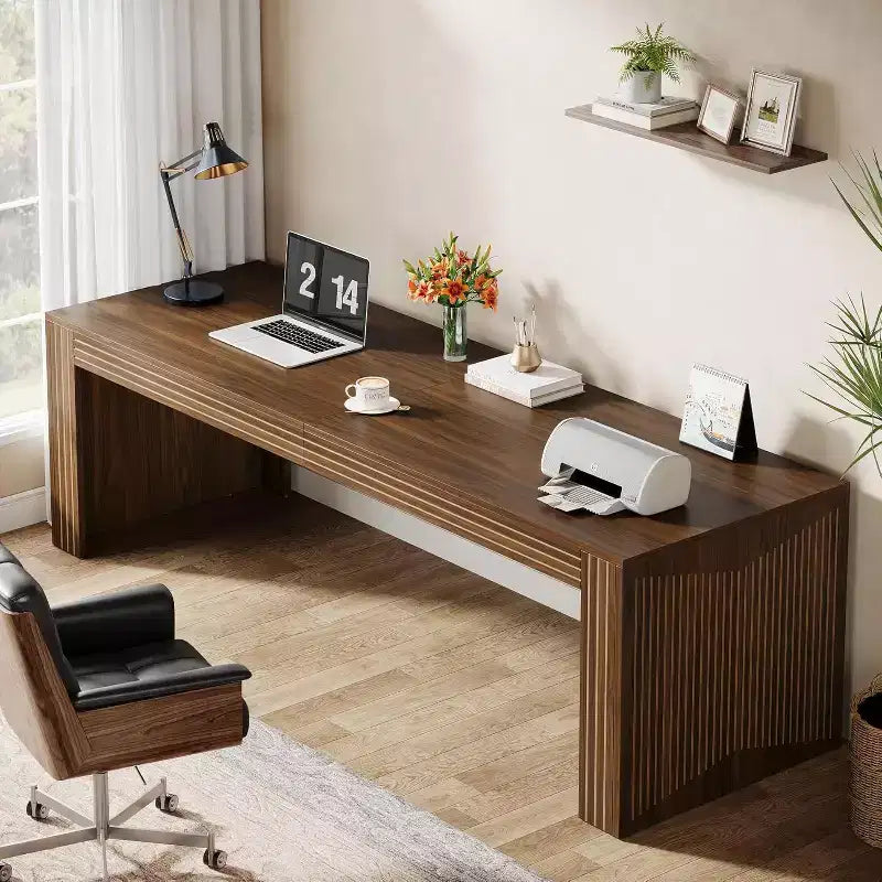 Scrivania in legno extra lunga da 78.74 pollici per computer, scrivania per due persone, scrivania doppia