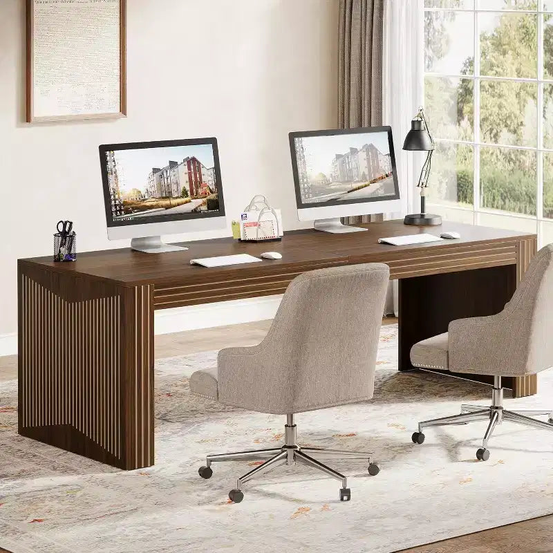 78.74-Inch Wooden Extra Long Computer Desk, Two Person Desk Double Desk