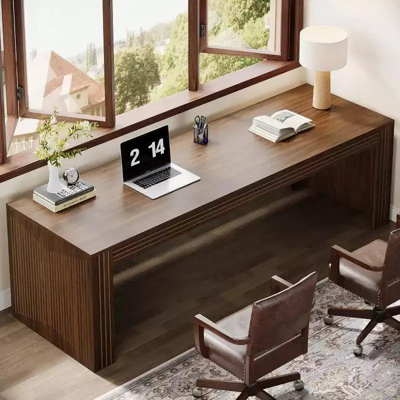 Scrivania in legno extra lunga da 78.74 pollici per computer, scrivania per due persone, scrivania doppia