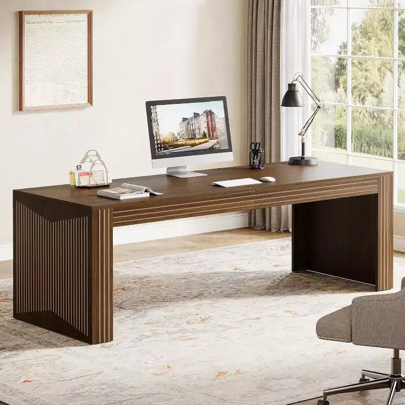 78.74-Inch Wooden Extra Long Computer Desk, Two Person Desk Double Desk
