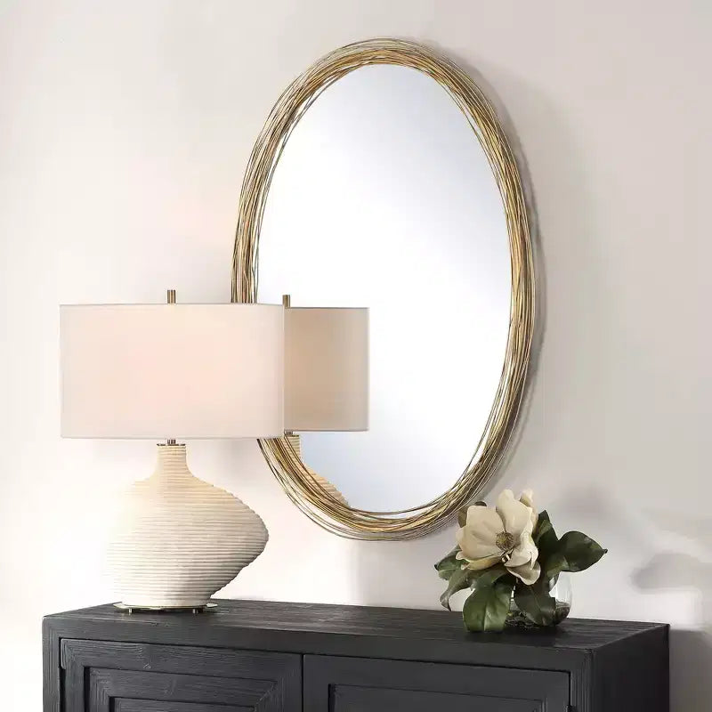 Specchio da parete da 26 x 39, oro spazzolato effetto anticato