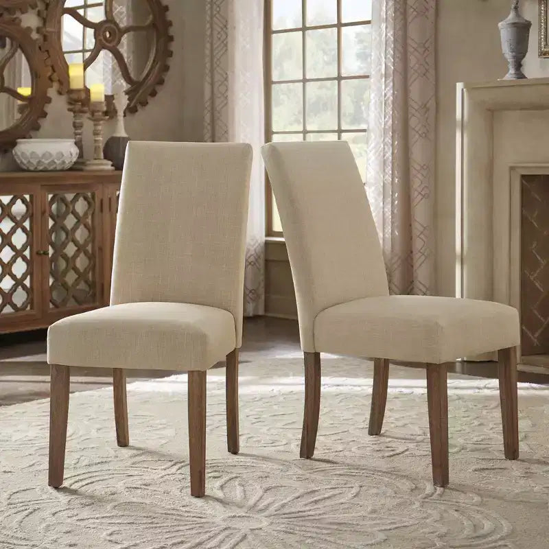 Sedie da pranzo imbottite in tessuto (set di 2) - naturale chiaro/beige
