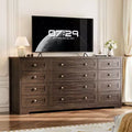 Cassettiera moderna e robusta in legno con 12 cassetti per camera da letto, larga 63, mobile contenitore profondo e mobile TV, ideale per soggiorno o corridoio