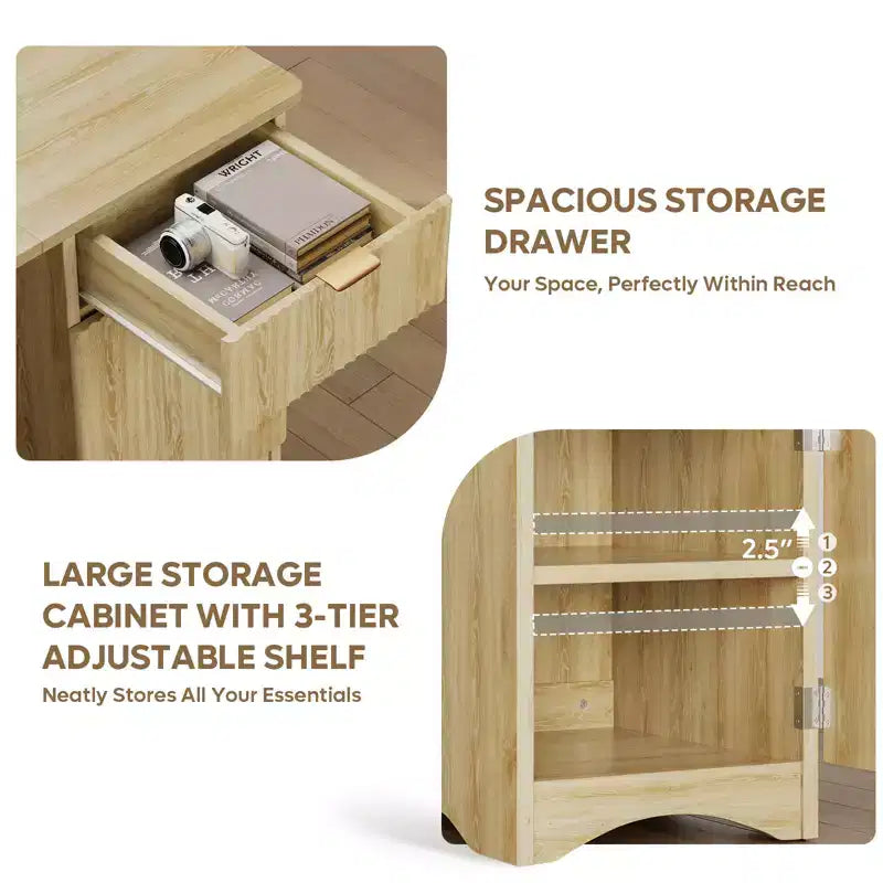 Scrivania da 47 con cassetto, moderna per ufficio domestico con mobile contenitore, scrivania per computer e studio con scanalature, ideale per spazi piccoli