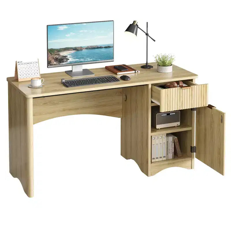 Scrivania da 47 con cassetto, moderna per ufficio domestico con mobile contenitore, scrivania per computer e studio con scanalature, ideale per spazi piccoli