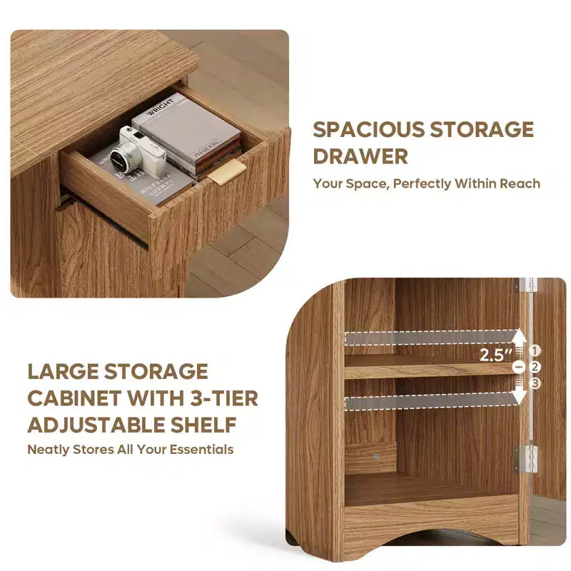 Scrivania da 47 con cassetto, moderna per ufficio domestico con mobile contenitore, scrivania per computer e studio con scanalature, ideale per spazi piccoli