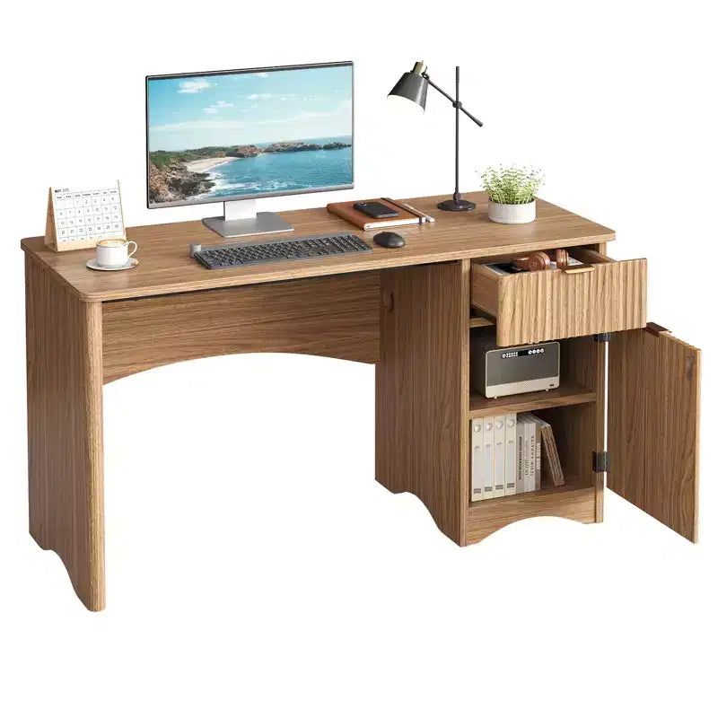 Scrivania da 47 con cassetto, moderna per ufficio domestico con mobile contenitore, scrivania per computer e studio con scanalature, ideale per spazi piccoli