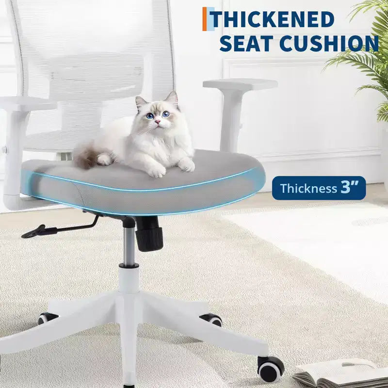 Ergonomic High Back Mesh Office Chair, Reversible-style-Up Arms, Adjustable Headrest &amp; Lumbar Support, with Wheels, for Home Office