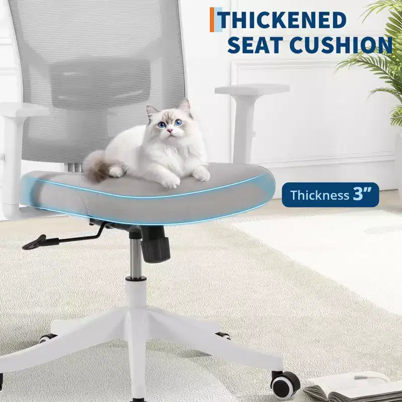 Ergonomic High Back Mesh Office Chair, Reversible-style-Up Arms, Adjustable Headrest &amp; Lumbar Support, with Wheels, for Home Office