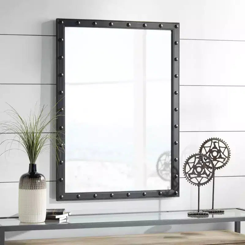 Set da 2 specchi da parete rettangolari neri, 28 x 38