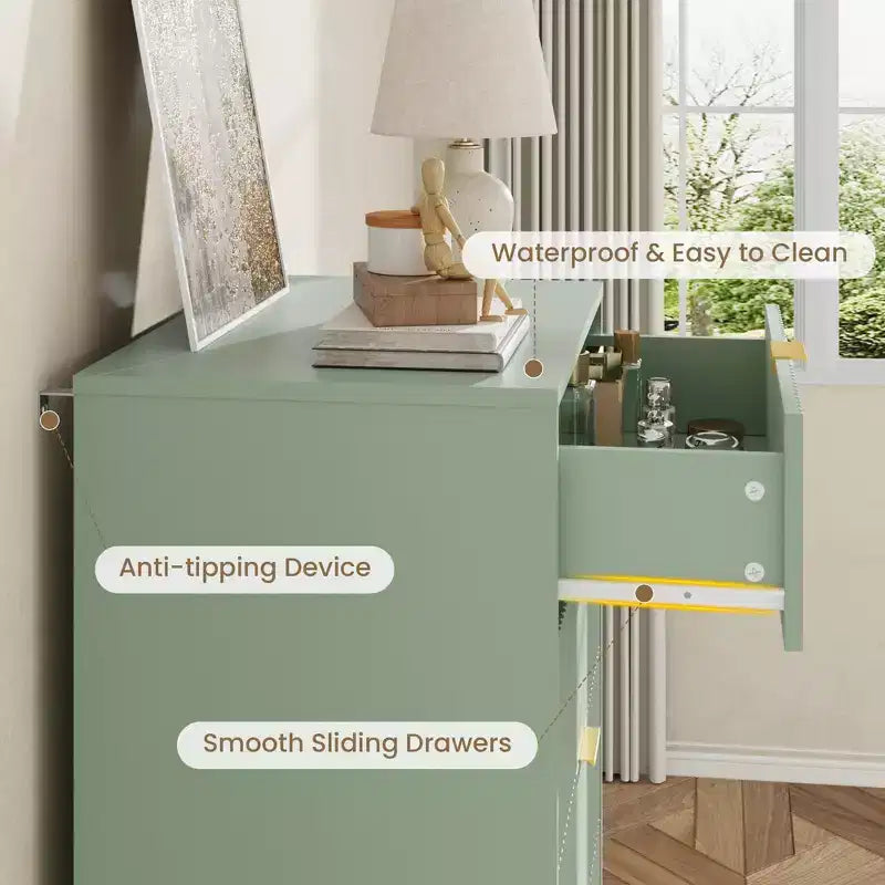 4 Drawer Storage Chest of Drawers with Vintage Metal Handles, Deep Chest of Drawers for Bedroom, Living Room, Hallway &amp; Entrance