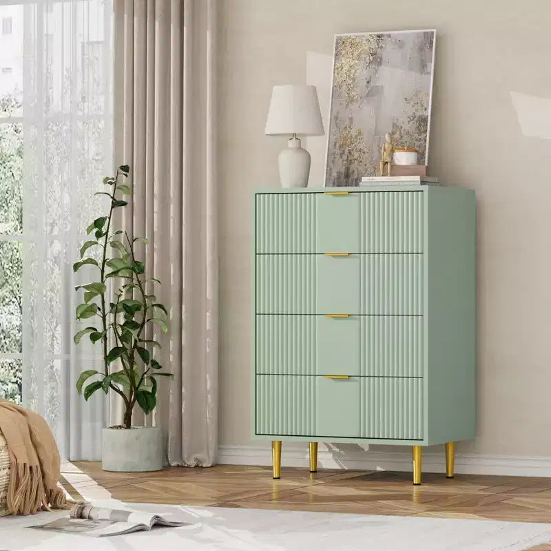 4 Drawer Storage Chest of Drawers with Vintage Metal Handles, Deep Chest of Drawers for Bedroom, Living Room, Hallway &amp; Entrance