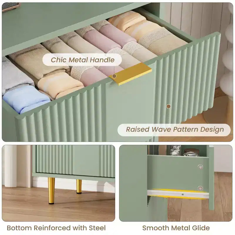 4 Drawer Storage Chest of Drawers with Vintage Metal Handles, Deep Chest of Drawers for Bedroom, Living Room, Hallway &amp; Entrance
