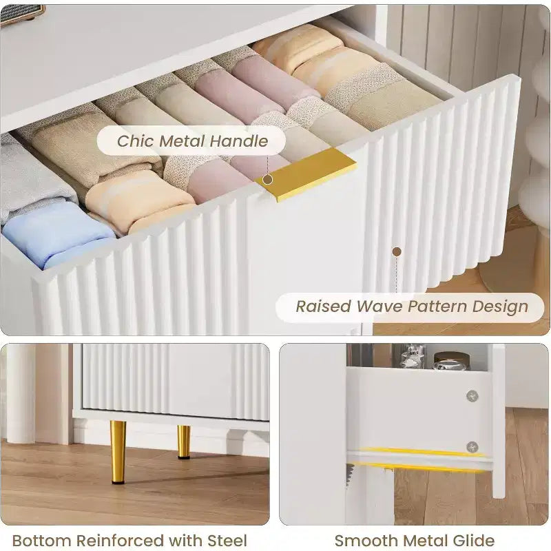 4 Drawer Storage Chest of Drawers with Vintage Metal Handles, Deep Chest of Drawers for Bedroom, Living Room, Hallway &amp; Entrance