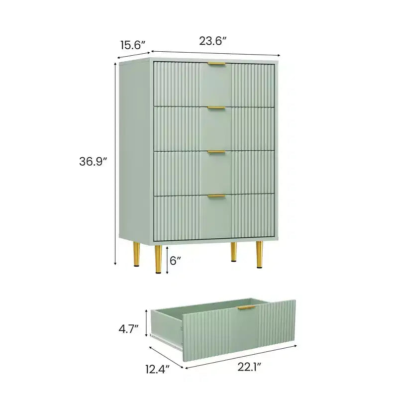 4 Drawer Storage Chest of Drawers with Vintage Metal Handles, Deep Chest of Drawers for Bedroom, Living Room, Hallway &amp; Entrance