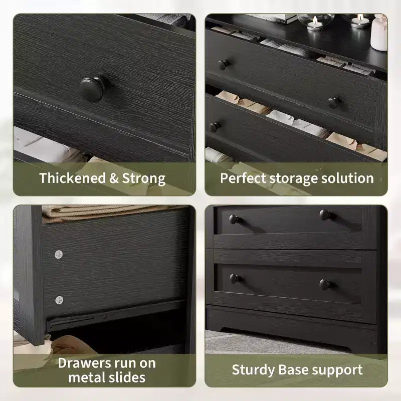 4 Drawer Wooden Dressers, Modern Nightstand for Bedside
