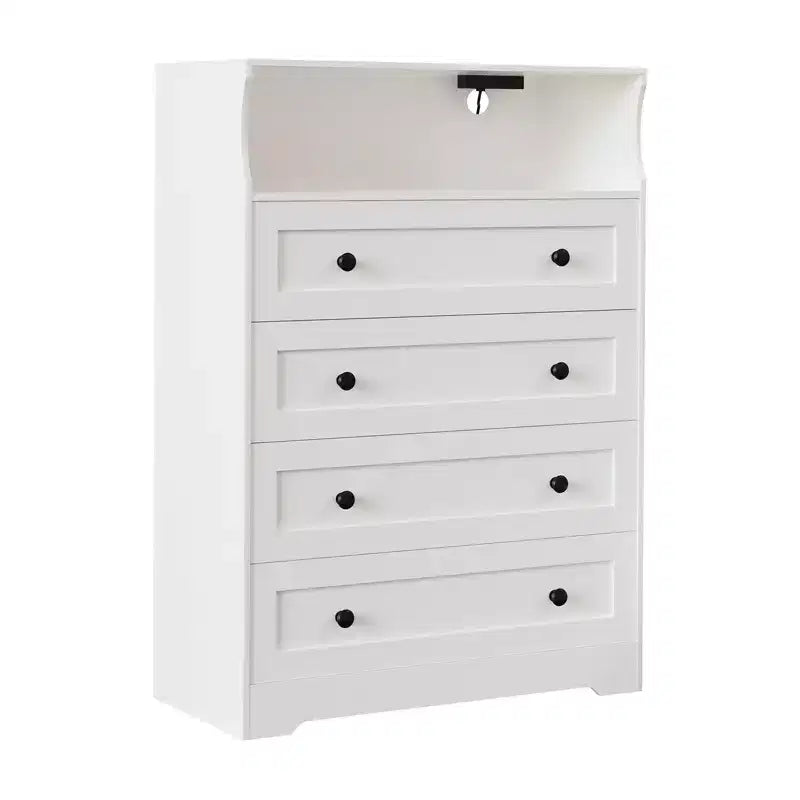 4 Drawer Wooden Dressers, Modern Nightstand for Bedside