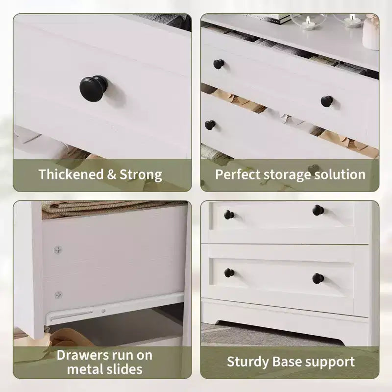 4 Drawer Wooden Dressers, Modern Nightstand for Bedside