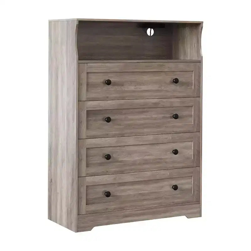 4 Drawer Wooden Dressers, Modern Nightstand for Bedside
