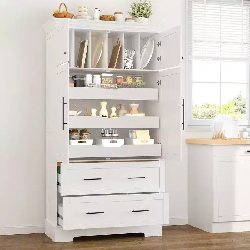 Dispensa da cucina a 4 ante da 72.6, indipendente, con vassoi estraibili e ampi cassetti