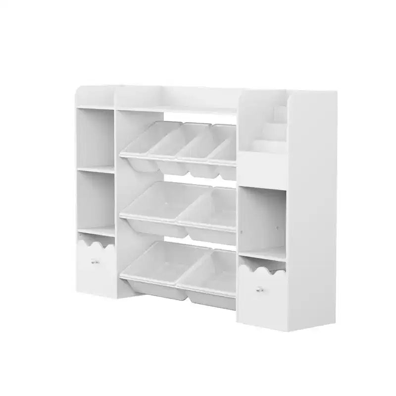 4-in-1 Kids Bookcase with Storage Bins &amp; Rolling Drawers - Montessori Toy Organizer for Playroom &amp; Bedroom