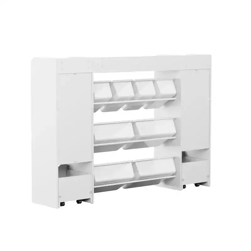 4-in-1 Kids Bookcase with Storage Bins &amp; Rolling Drawers - Montessori Toy Organizer for Playroom &amp; Bedroom