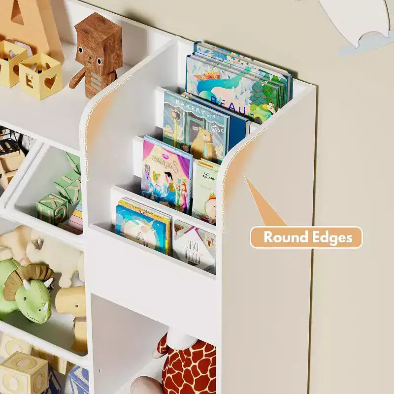 4-in-1 Kids Bookcase with Storage Bins &amp; Rolling Drawers - Montessori Toy Organizer for Playroom &amp; Bedroom