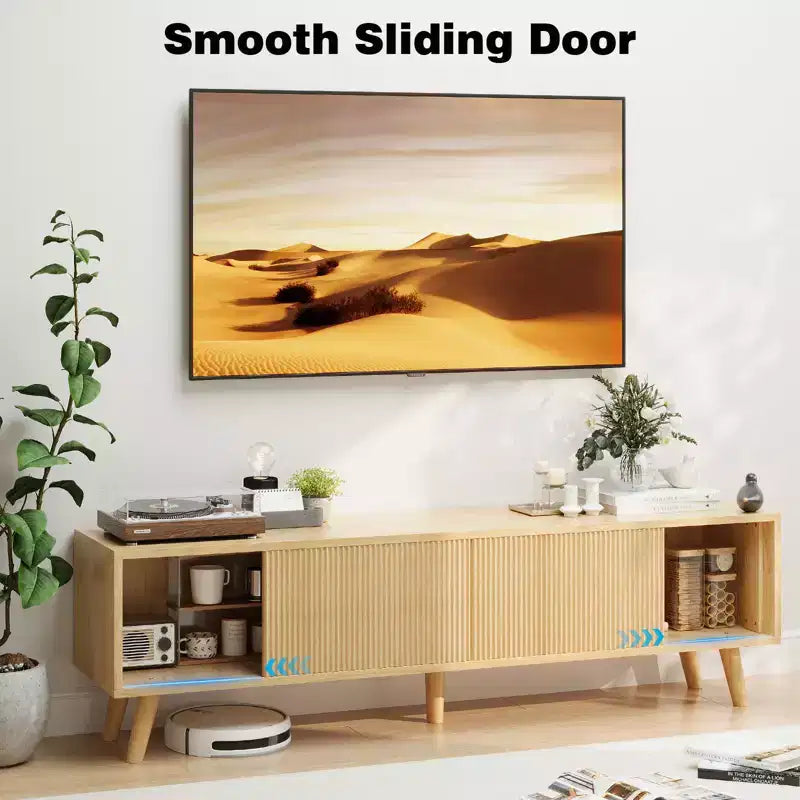 Wood Fluted Wave TV Stand for TVs up to 70 Inches
