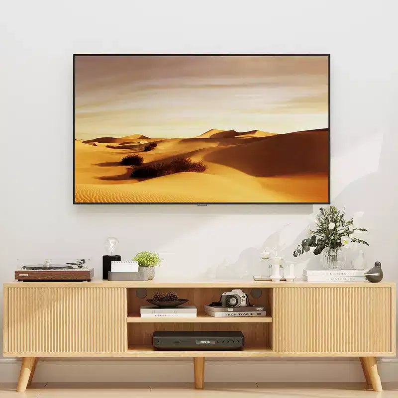 Mobile TV in legno con scanalature ondulate, per televisori fino a 70 pollici